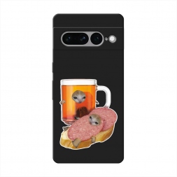 Матовый силиконовый чехол Котёнок бутерброд на Google Pixel 7 Pro