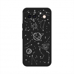 Матовый силиконовый чехол Планеты в космосе на Google Pixel 8A