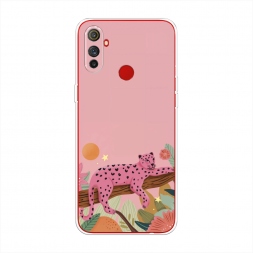 Силиконовый чехол Розовый леопард на дереве 1 на Realme C3