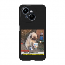 Матовый силиконовый чехол Мопс в депрессии на Tecno POP 9