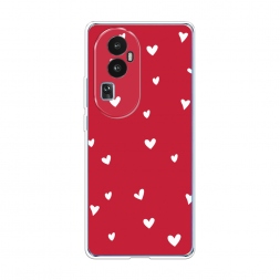 Силиконовый чехол Сердечки на красном на Oppo Reno 10