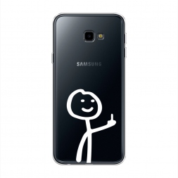 Силиконовый чехол Неприличный человечек белый на Samsung Galaxy J4 Plus (Core)