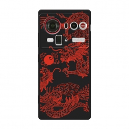 Матовый силиконовый чехол Красный азиатский дракон на ZTE Nubia Z80 Ultra