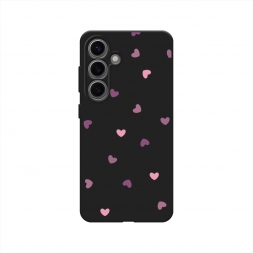 Матовый силиконовый чехол Фиолетовые и розовые сердечки 3 на Samsung Galaxy S25
