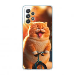 Силиконовый чехол Кот на велике на Samsung Galaxy A52