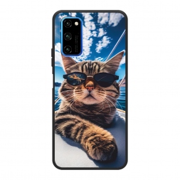 Матовый силиконовый чехол Кот в солнечных очках на Huawei Honor View 30 Pro