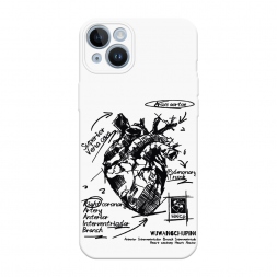 Soft touch белый Анатомическое сердце 2 на iPhone 14 Plus