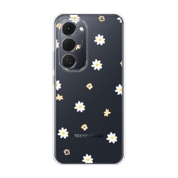 Силиконовый чехол Паттерн из ромашек рисунок на Tecno Spark 40 Pro Plus