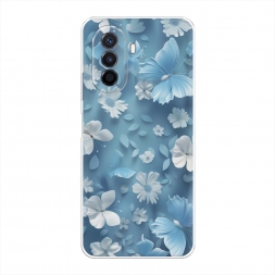 Силиконовый чехол Голубые глазурные цветы на Huawei Nova Y70