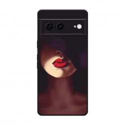 Матовый силиконовый чехол Красные губы на Google Pixel 7
