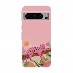 Силиконовый чехол Розовый леопард на дереве 1 на Google Pixel 8 Pro