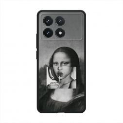 Матовый силиконовый чехол Mona Lisa sucking lollipop на Poco F6 Pro
