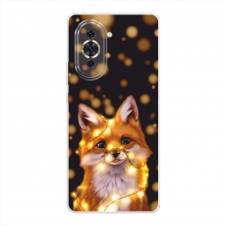 Силиконовый чехол Лиса с гирляндой на Huawei Nova 10