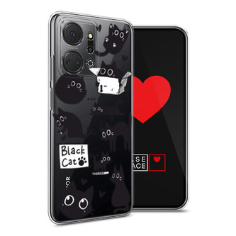Силиконовый чехол Black cat doodles на Honor X7A