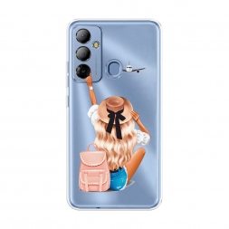 Силиконовый чехол Автостопом самолетом на Tecno Pop 6 Go
