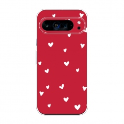 Силиконовый чехол Сердечки на красном на Google Pixel 9 Pro XL