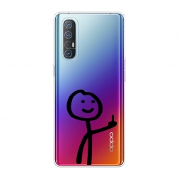 Силиконовый чехол Неприличный человечек чёрный на Oppo Reno 3 Pro