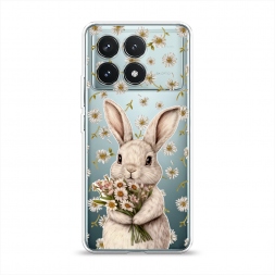 Силиконовый чехол Зайка с букетом на Xiaomi Redmi K70 5G