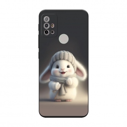 Матовый силиконовый чехол Белый крольчонок в шапке на Lenovo K13 Note
