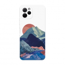 Чехол soft touch белый Закат в снежных горах на HuaweI Nova Y61