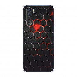 Силиконовый чехол Фон соты красные на Oppo A91