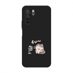 Матовый силиконовый чехол Котик с вентилятором на Honor 30S (Global)