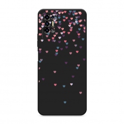 Матовый силиконовый чехол Посыпка сердечки на Tecno Pova 2