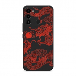Матовый силиконовый чехол Красный азиатский дракон на Tecno Spark 8C