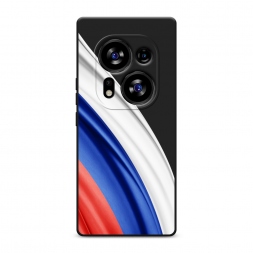 Матовый силиконовый чехол Флаг России уголок на Tecno Phantom X2