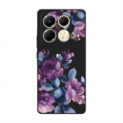 Матовый силиконовый чехол Purple Blossoms на Infinix Note 40