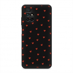 Матовый силиконовый чехол Red hearts на Xiaomi Redmi Note 11 4G China