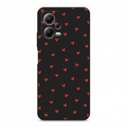 Матовый силиконовый чехол Red hearts на Xiaomi Poco X5 5G