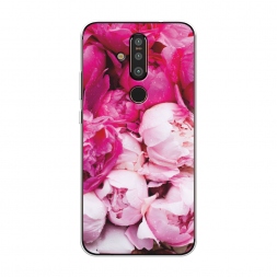 Силиконовый чехол Пионы розово-белые на Nokia X71