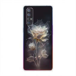 Силиконовый чехол Белая фантазийная роза на Oppo Reno 3 Pro