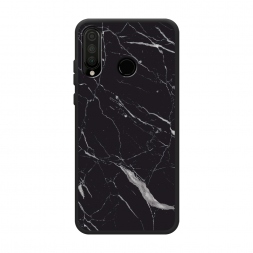 Матовый силиконовый чехол Черный минерал на Huawei P30 Lite