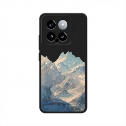 Матовый силиконовый чехол Горы арт 2 на Xiaomi 14