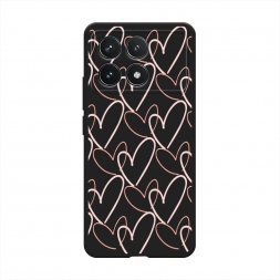 Матовый силиконовый чехол Узор из сердечек на Xiaomi Redmi K70 5G