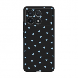Матовый силиконовый чехол Голубые сердечки паттерн на Xiaomi Redmi K70 5G