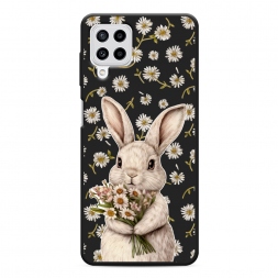 Матовый силиконовый чехол Зайка с букетом на Samsung Galaxy M22