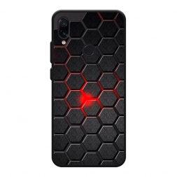 Матовый силиконовый чехол Соты красные на Xiaomi Redmi 7