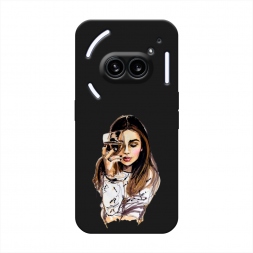 Матовый силиконовый чехол Девушка с бокалом на Nothing Phone 2a