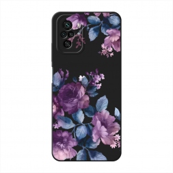 Матовый силиконовый чехол Purple Blossoms на Xiaomi Redmi Note 10