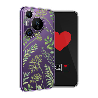 Силиконовый чехол Green Leaves на Huawei Pura 70 Pro