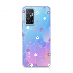 Силиконовый чехол Фиолетовые цветочки рисунок на Vivo Y75 4G