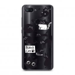 Силиконовый чехол Black cat doodles на Xiaomi Mi 8 Lite (Youth Edition)