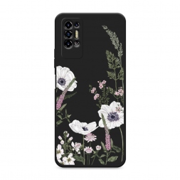 Матовый силиконовый чехол Цветы рисунок на Tecno Pova 2