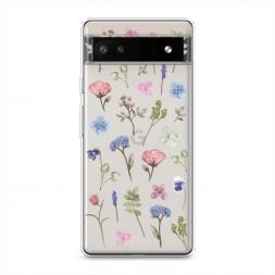 Силиконовый чехол Гербарий из полевых цветов на Google Pixel 6A