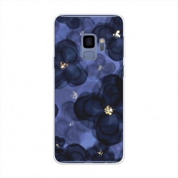 Силиконовый чехол Тёмно-синие цветы на Samsung Galaxy S9