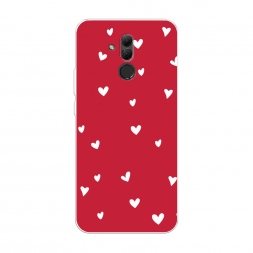 Силиконовый чехол Сердечки на красном на Huawei Mate 20 Lite
