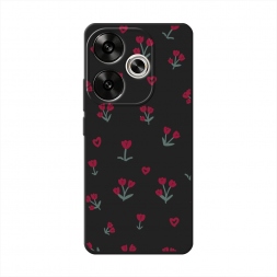 Матовый силиконовый чехол Красные тюльпанчики на Xiaomi Redmi Turbo 3